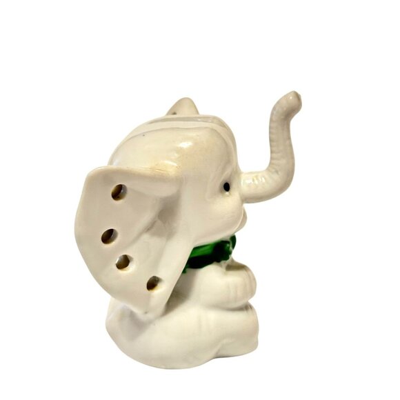 UCGC White Vintage Elephant Jewelry Holder With Green Bow Tie - Picture 7 of 9